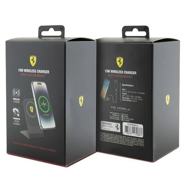 Ferrari 15W Magnetic Wireless Charger Black - FEMFBMALK