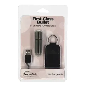 First Class Mini Rechargeable Bullet w/Crystal - 9 Functions Gun Metal