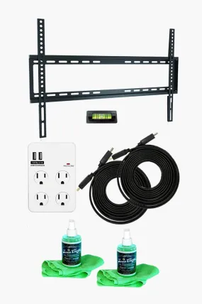 Fixed TV Wall Mount Kit — Ultimate Bundle for 37-70 Inch TVs   SurgePro 4-Outlet Surge Adapter w/ 2 USB ports   2 LED TV Screen Cleaning Kits   2 HDMI Cables