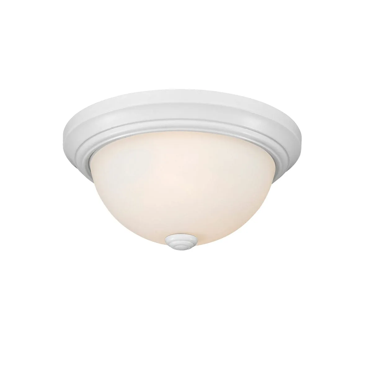 Flush Mount Fixture - White - Etched White Glass - 11in. Diameter - E26 Medium Base