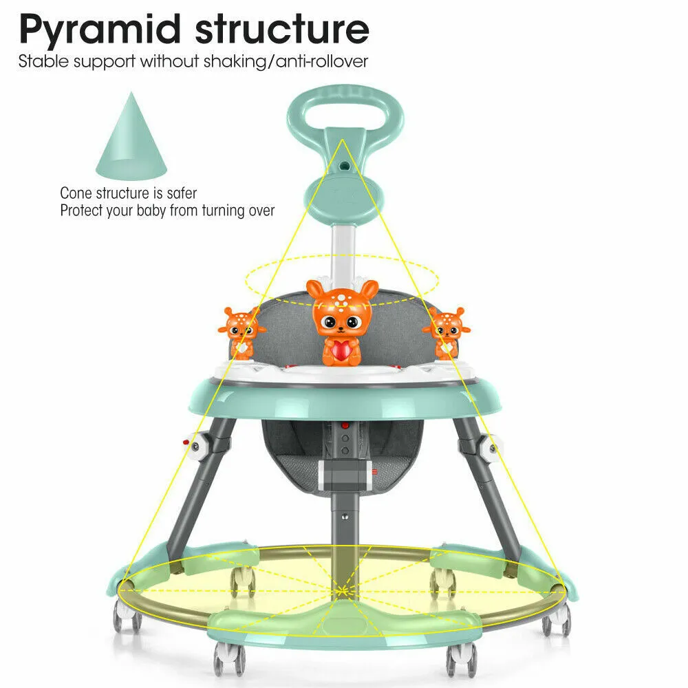 Foldable Adjustable Baby Walker with Music and Lights