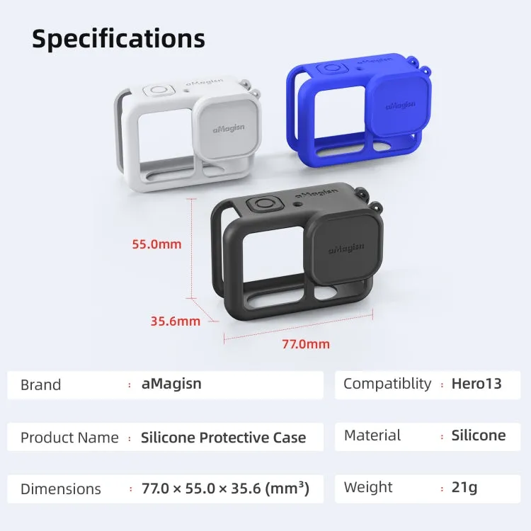 For GoPro HERO13 Black AMagisn Silicone Case Protective Cover(Blue)