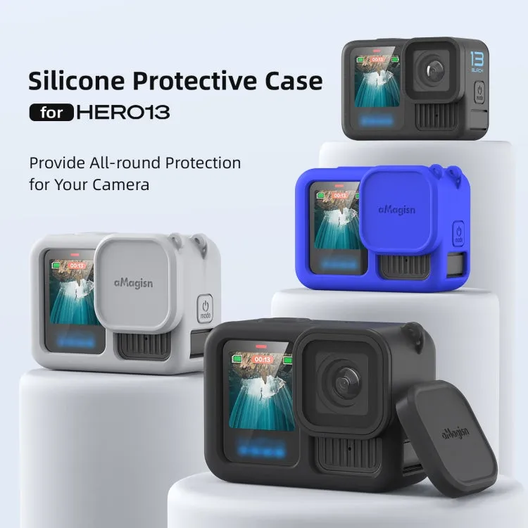 For GoPro HERO13 Black AMagisn Silicone Case Protective Cover(Blue)