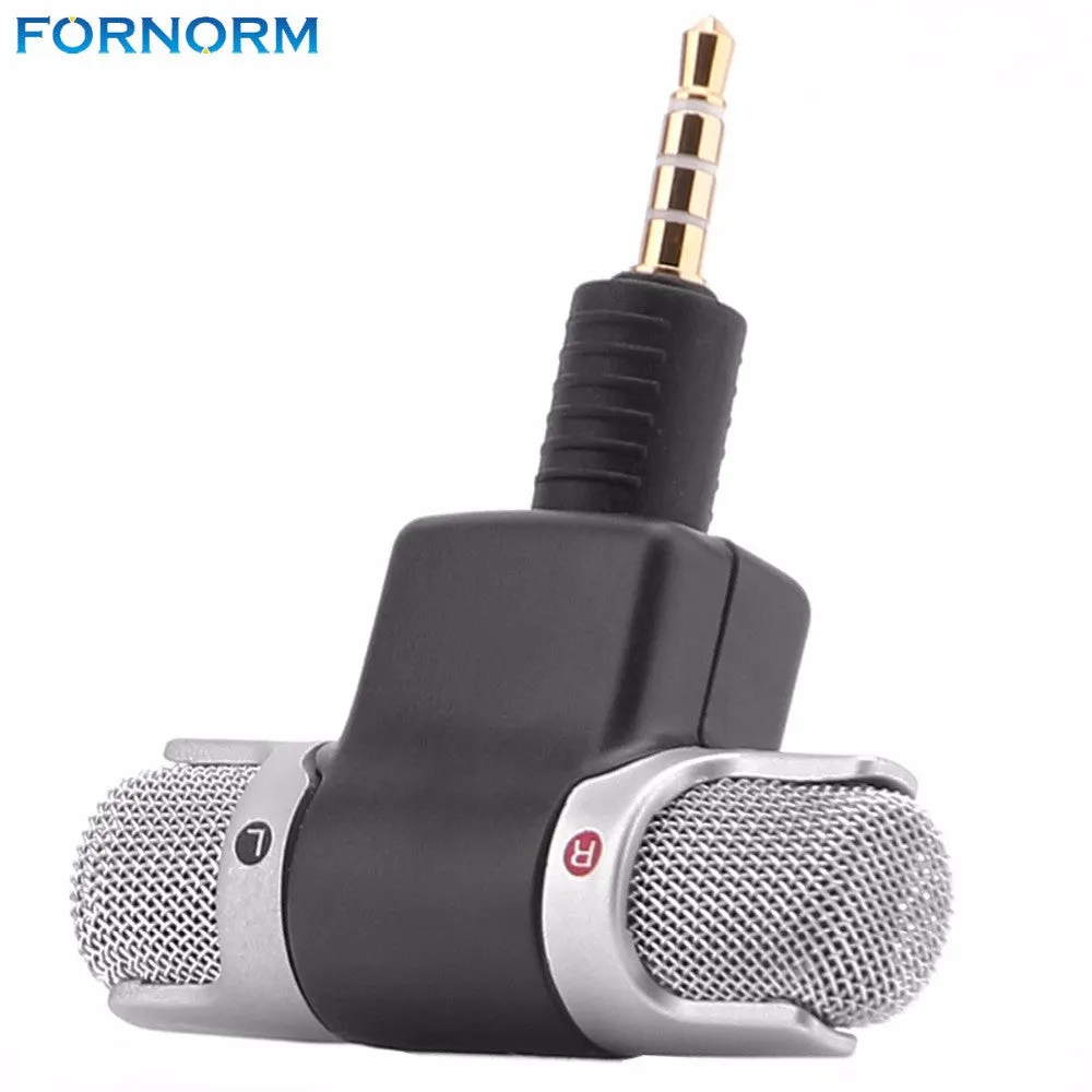 Fornorm Portable Stereo Recording Microphone Mic With 3.5mm Mini Jack Gold Plated Plug For PC Laptop Notebook