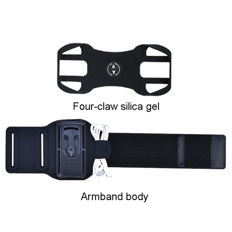 Four Jaws Rotating Removable Arm And Wrist Strap For 4.5-7 Inch Phones(Black)