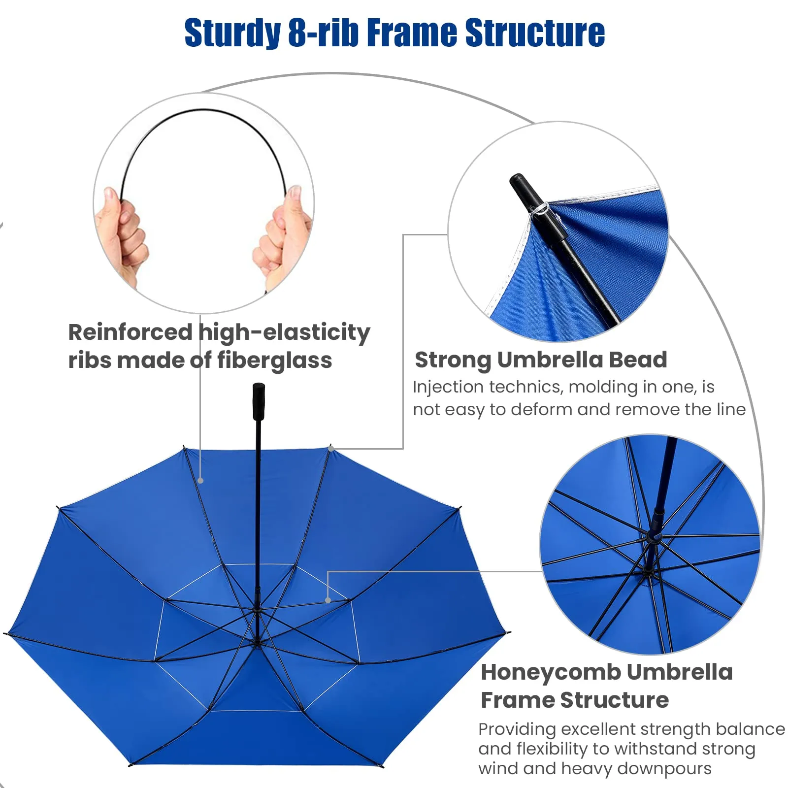 G4Free 80 Inch 6.6 Ft Double Canopy Vented Windproof Stick Family Umbrella