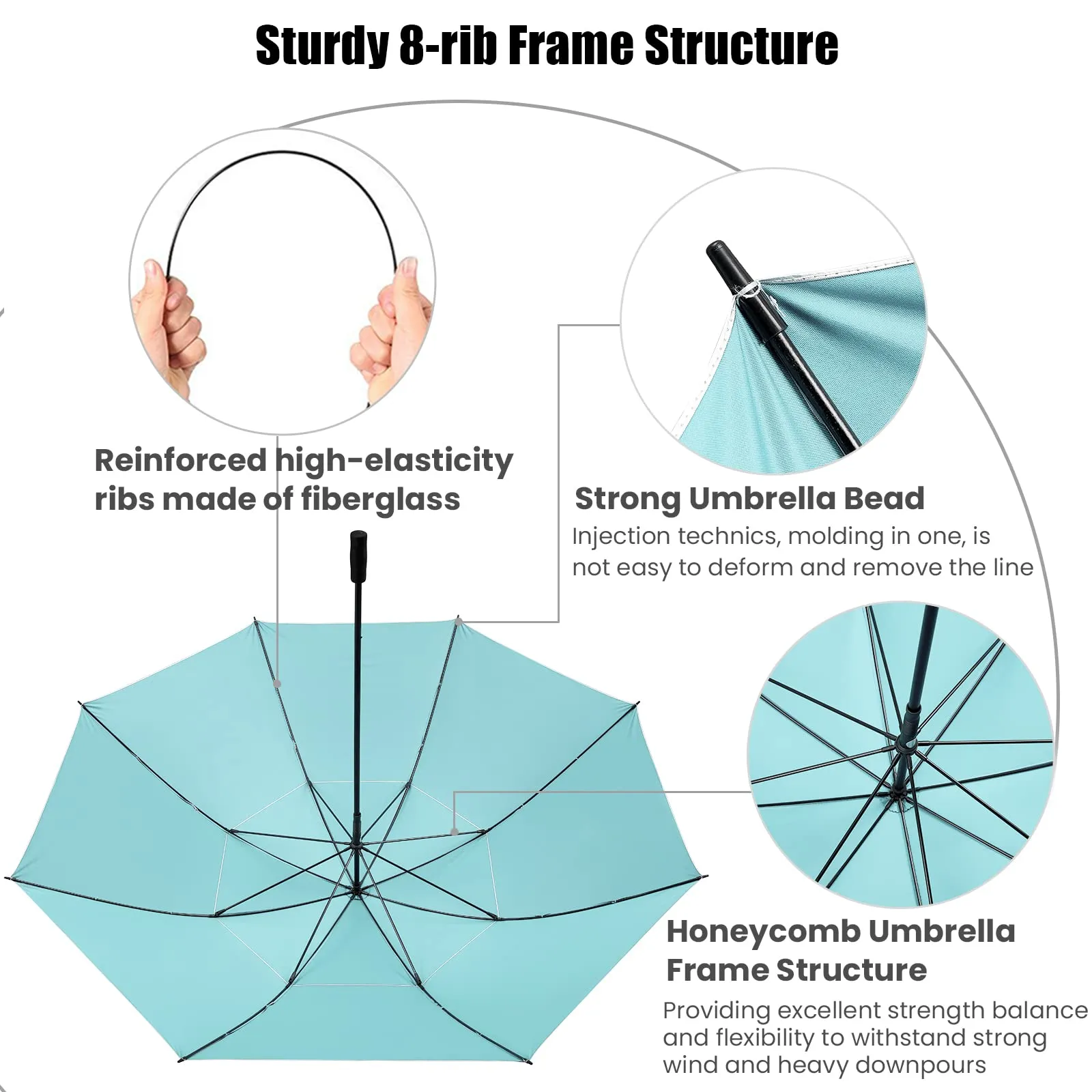 G4Free 80 Inch 6.6 Ft Double Canopy Vented Windproof Stick Family Umbrella