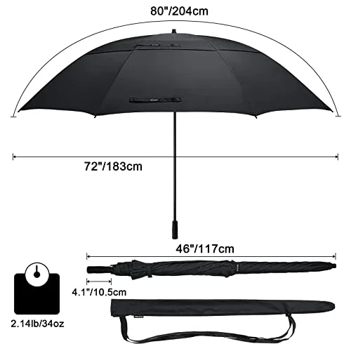 G4Free 80 Inch 6.6 Ft Double Canopy Vented Windproof Stick Family Umbrella