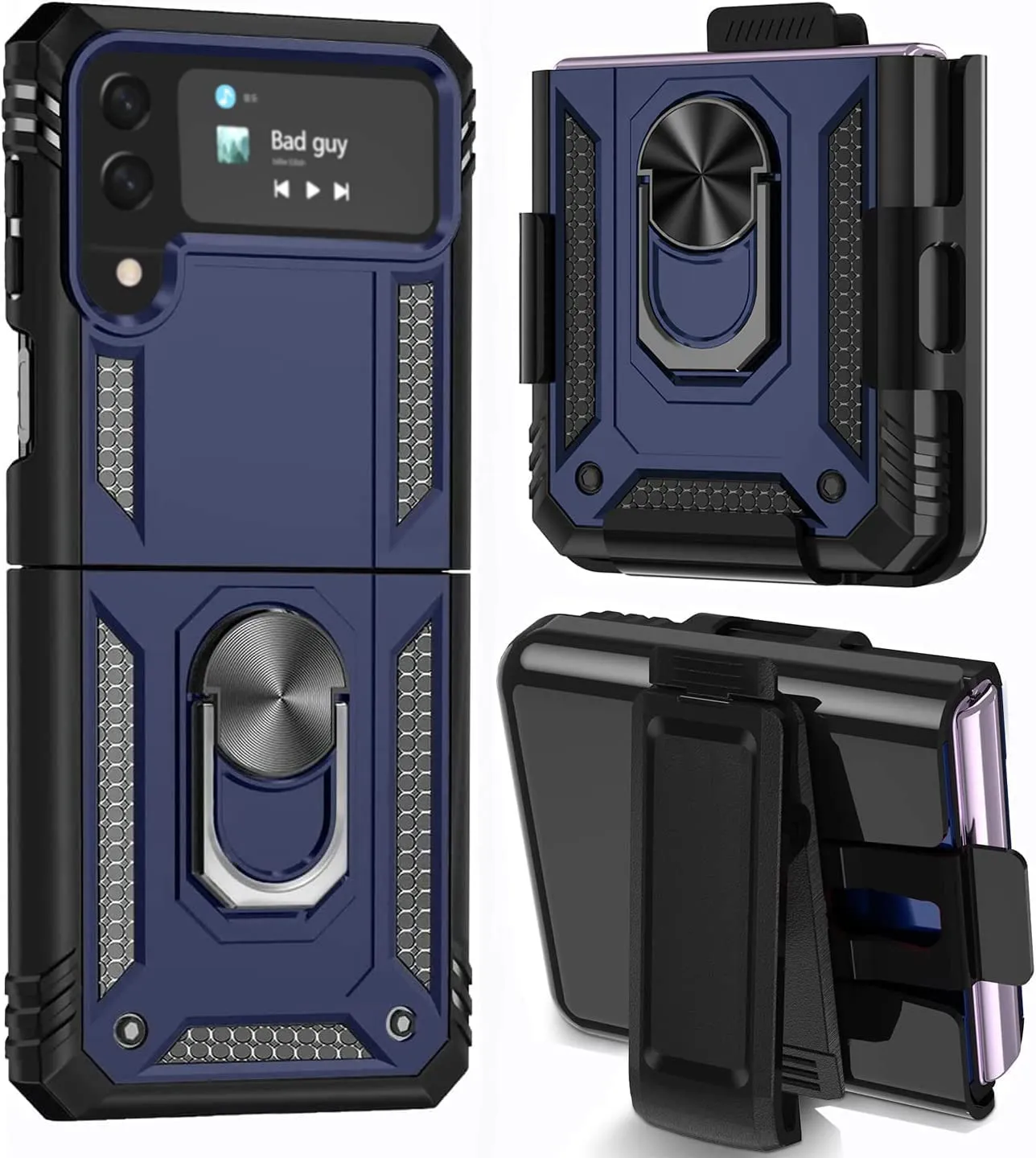 Galaxy Z Flip 4 Case with Kickstand, Samsung Z Flip 4 Case  Heavy Duty Purple