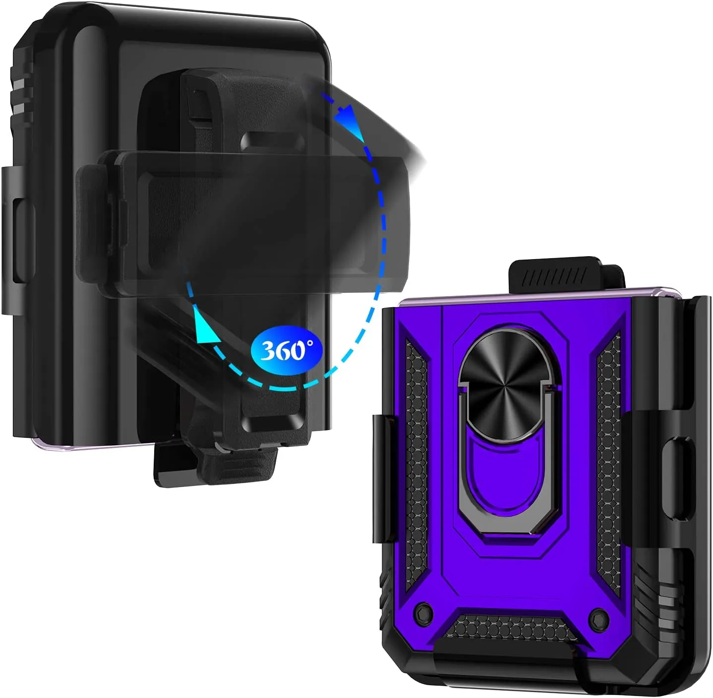 Galaxy Z Flip 4 Case with Kickstand, Samsung Z Flip 4 Case  Heavy Duty Purple