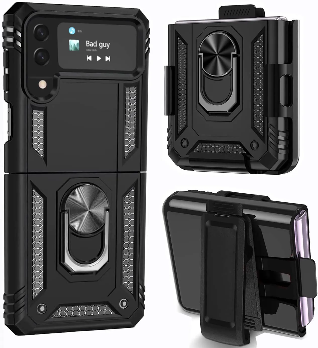 Galaxy Z Flip 4 Case with Kickstand, Samsung Z Flip 4 Case  Heavy Duty Purple