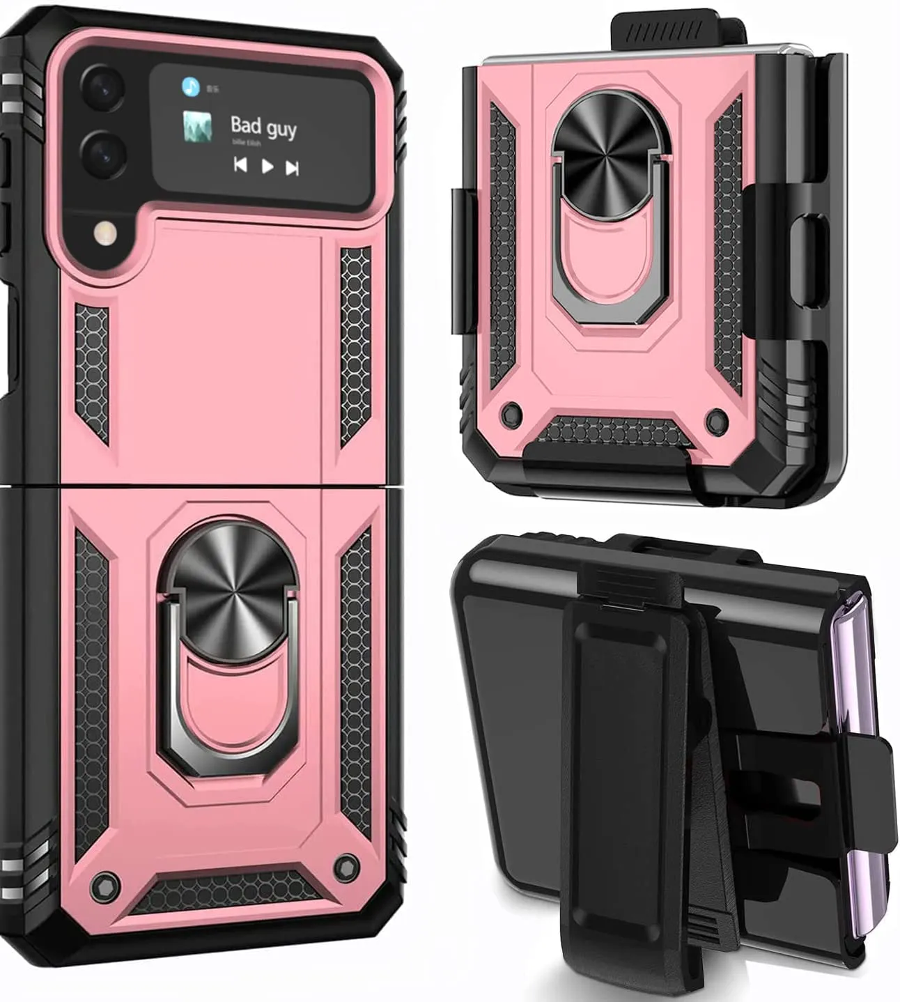 Galaxy Z Flip 4 Case with Kickstand, Samsung Z Flip 4 Case  Heavy Duty Purple