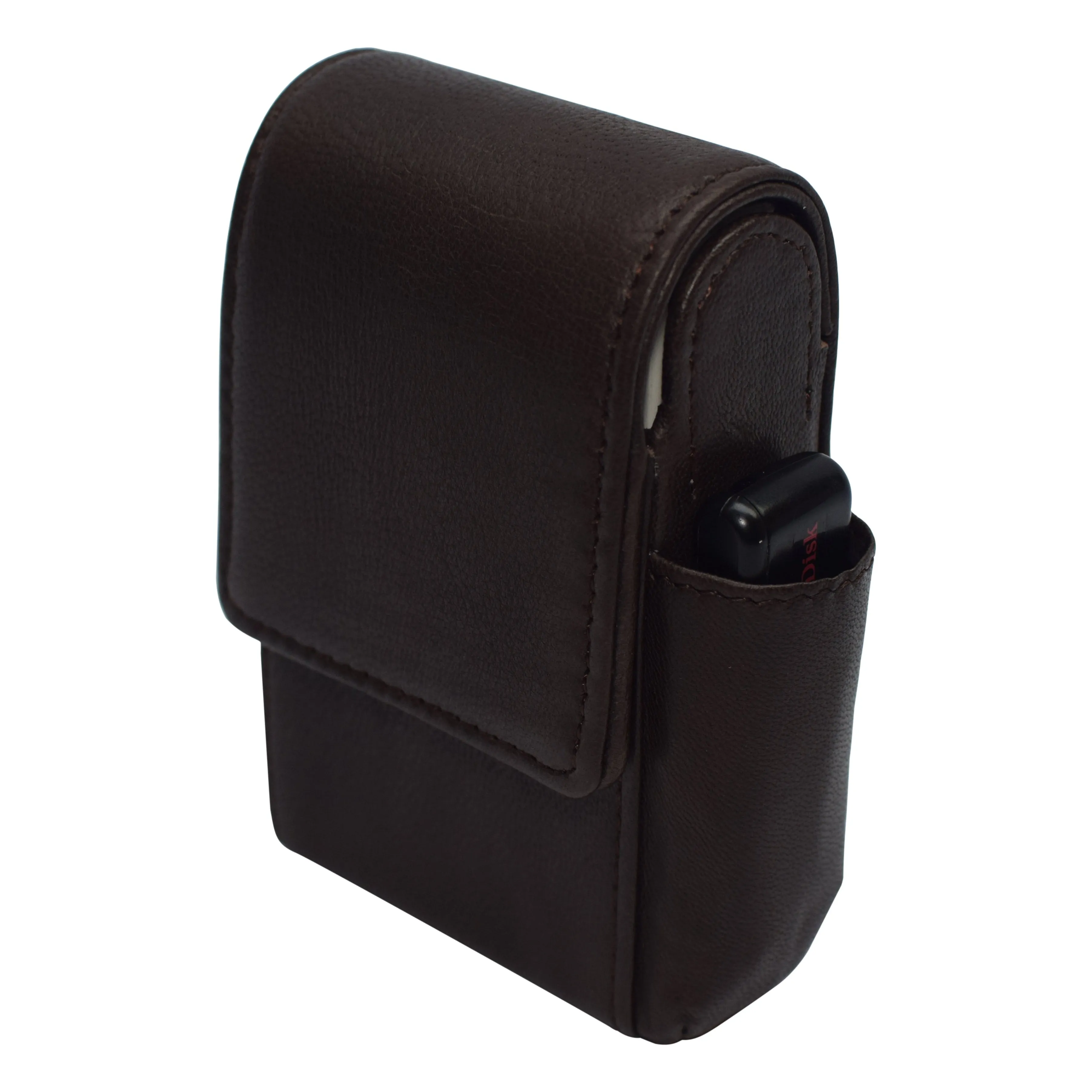 Genuine leather cigarette box anti-scratch protective storage case with lighter holder