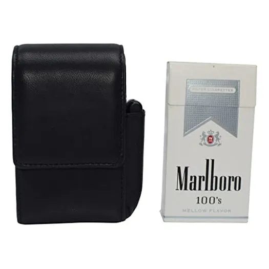 Genuine leather cigarette box anti-scratch protective storage case with lighter holder