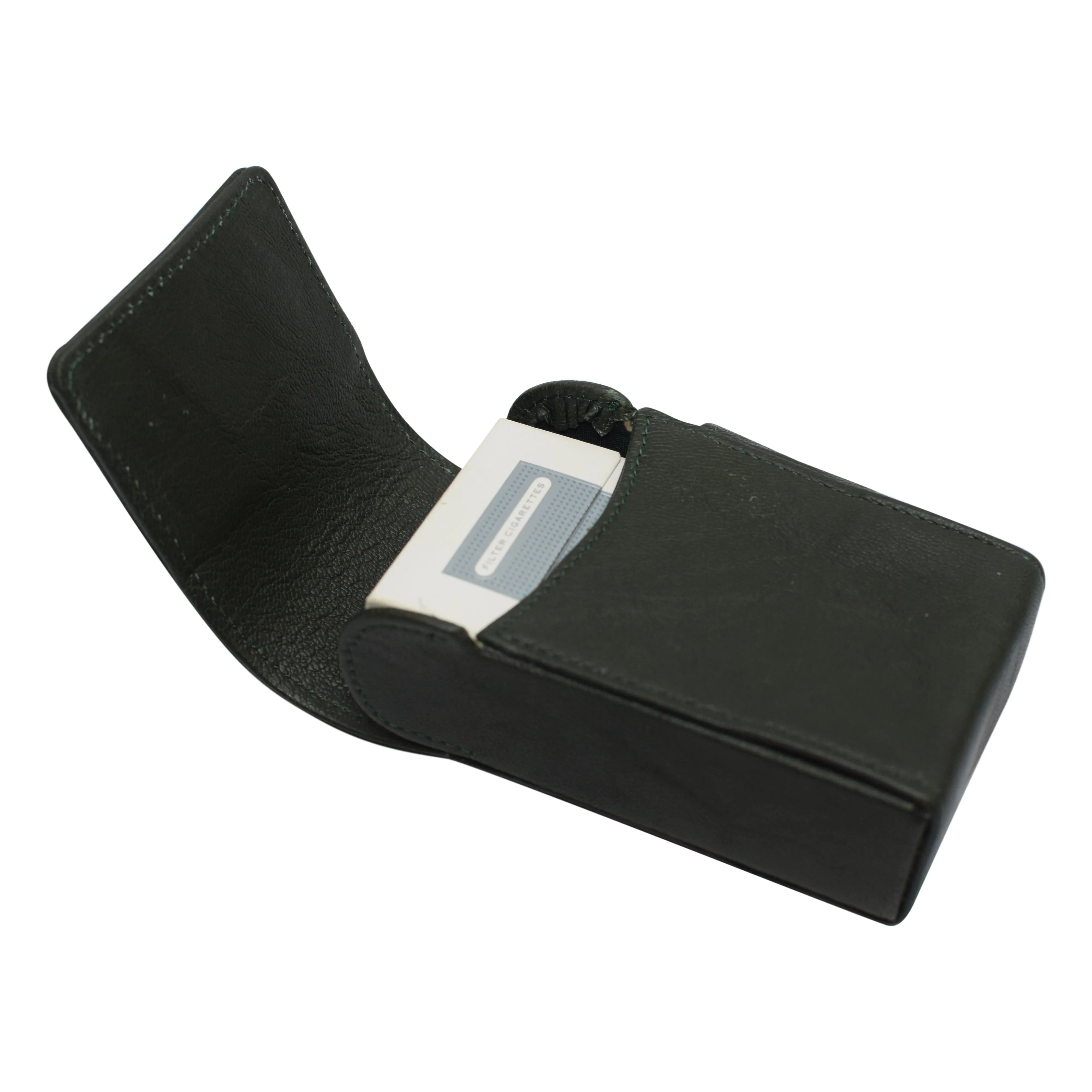 Genuine leather cigarette box anti-scratch protective storage case with lighter holder