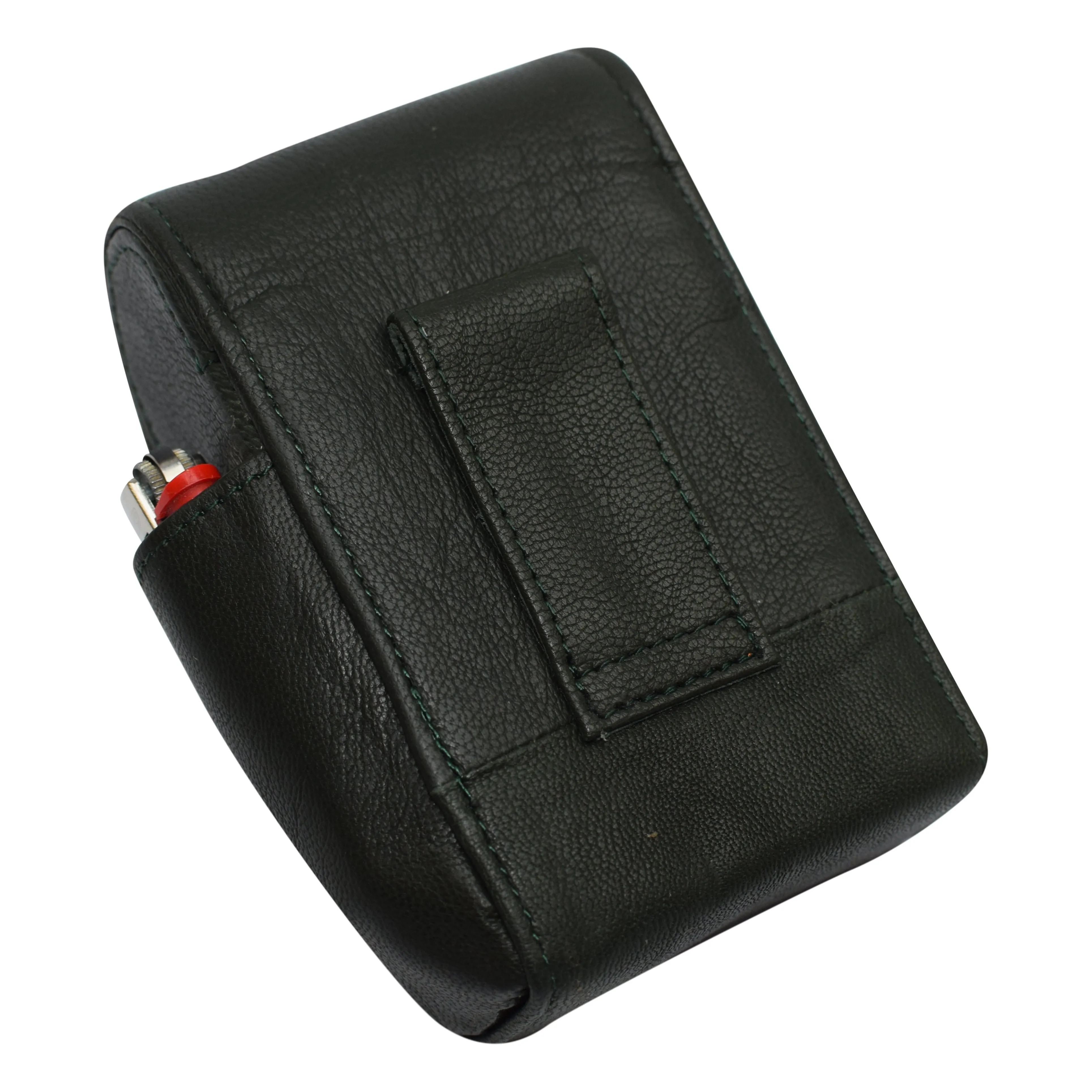 Genuine leather cigarette box anti-scratch protective storage case with lighter holder