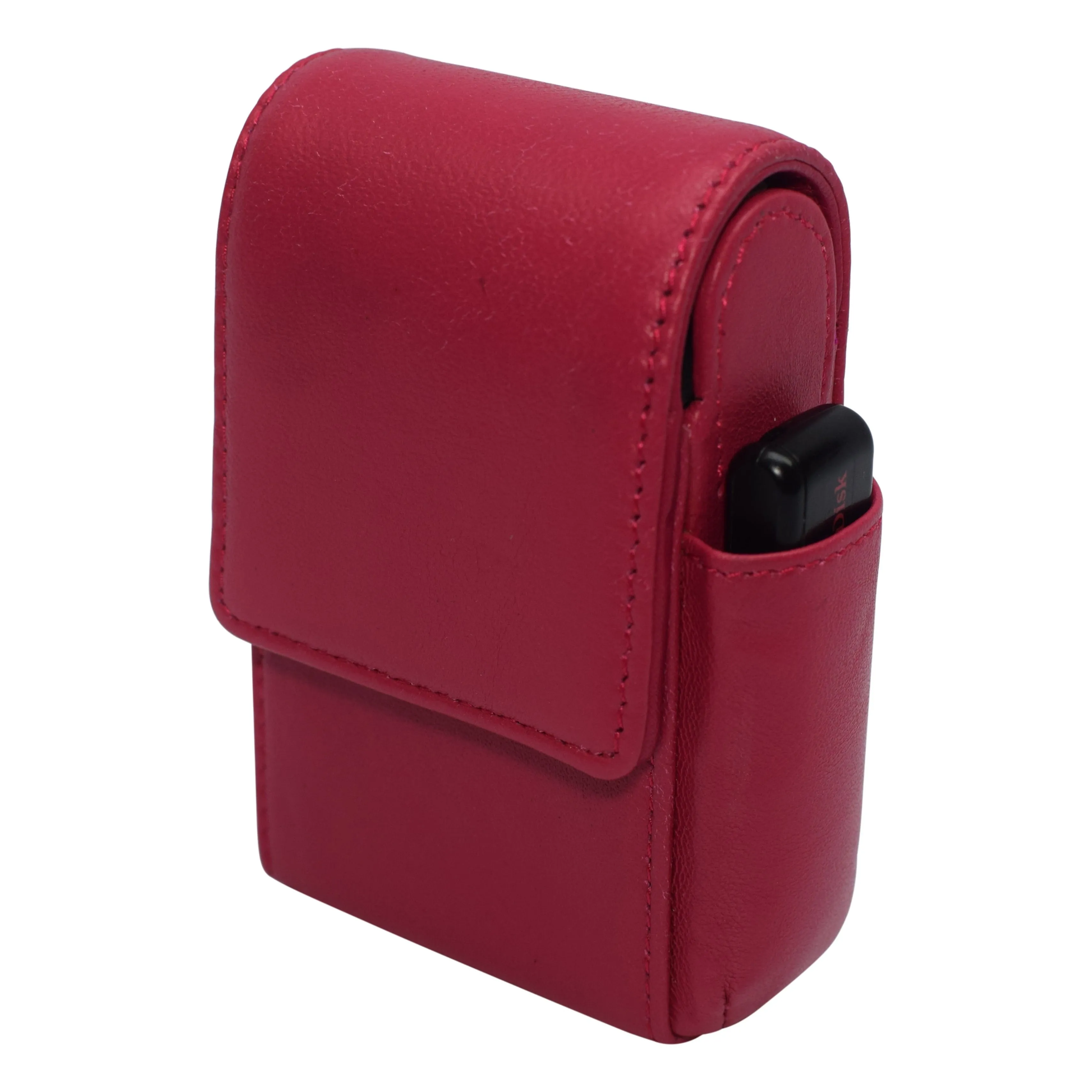 Genuine leather cigarette box anti-scratch protective storage case with lighter holder