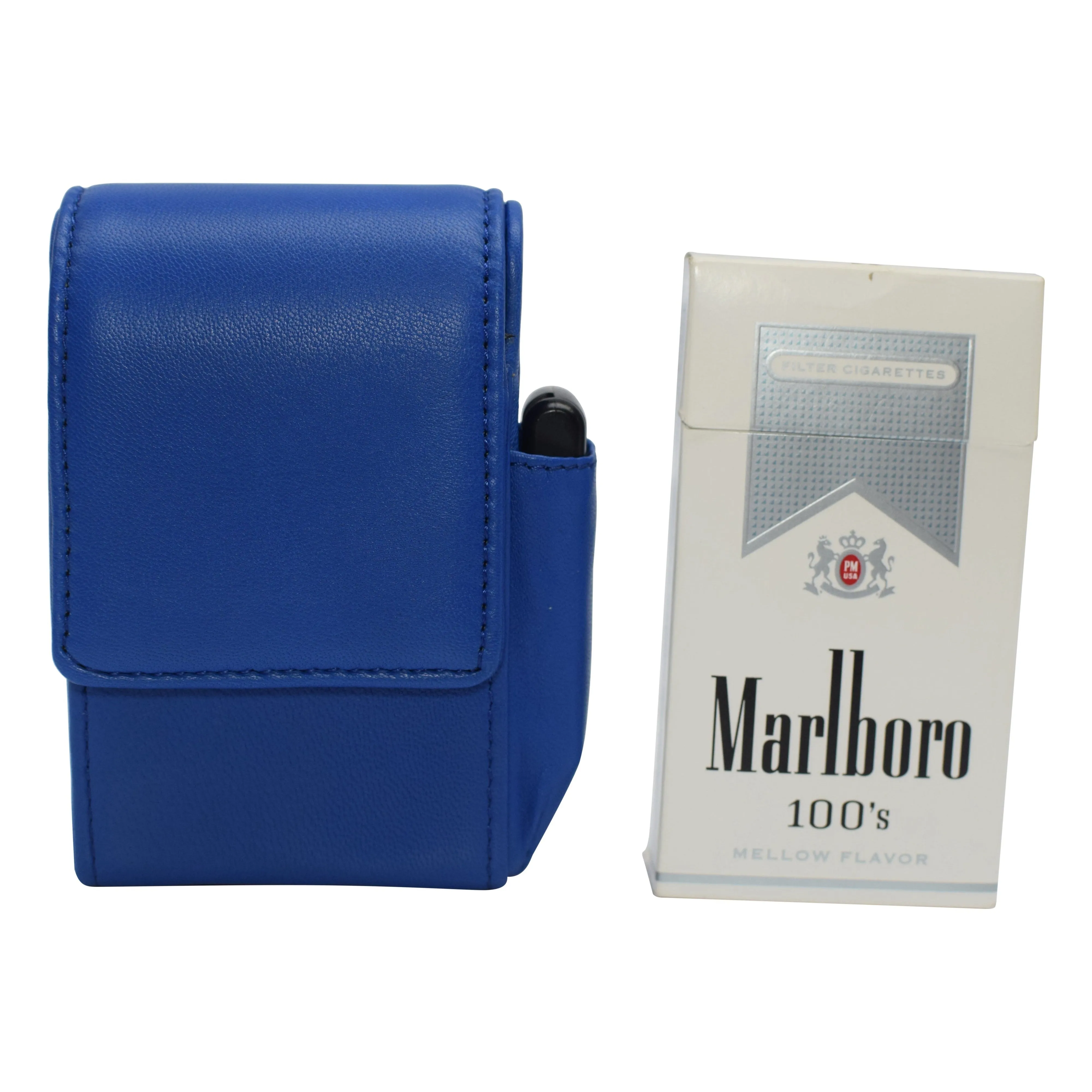 Genuine leather cigarette box anti-scratch protective storage case with lighter holder