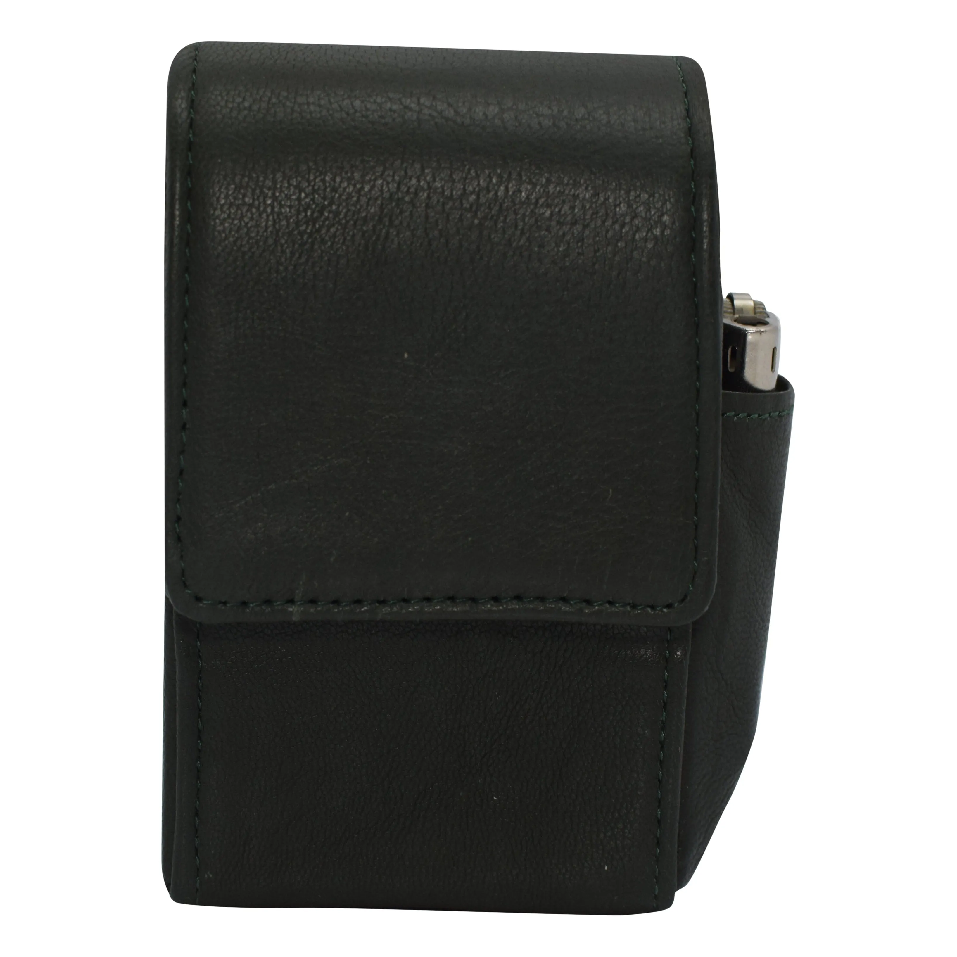 Genuine leather cigarette box anti-scratch protective storage case with lighter holder