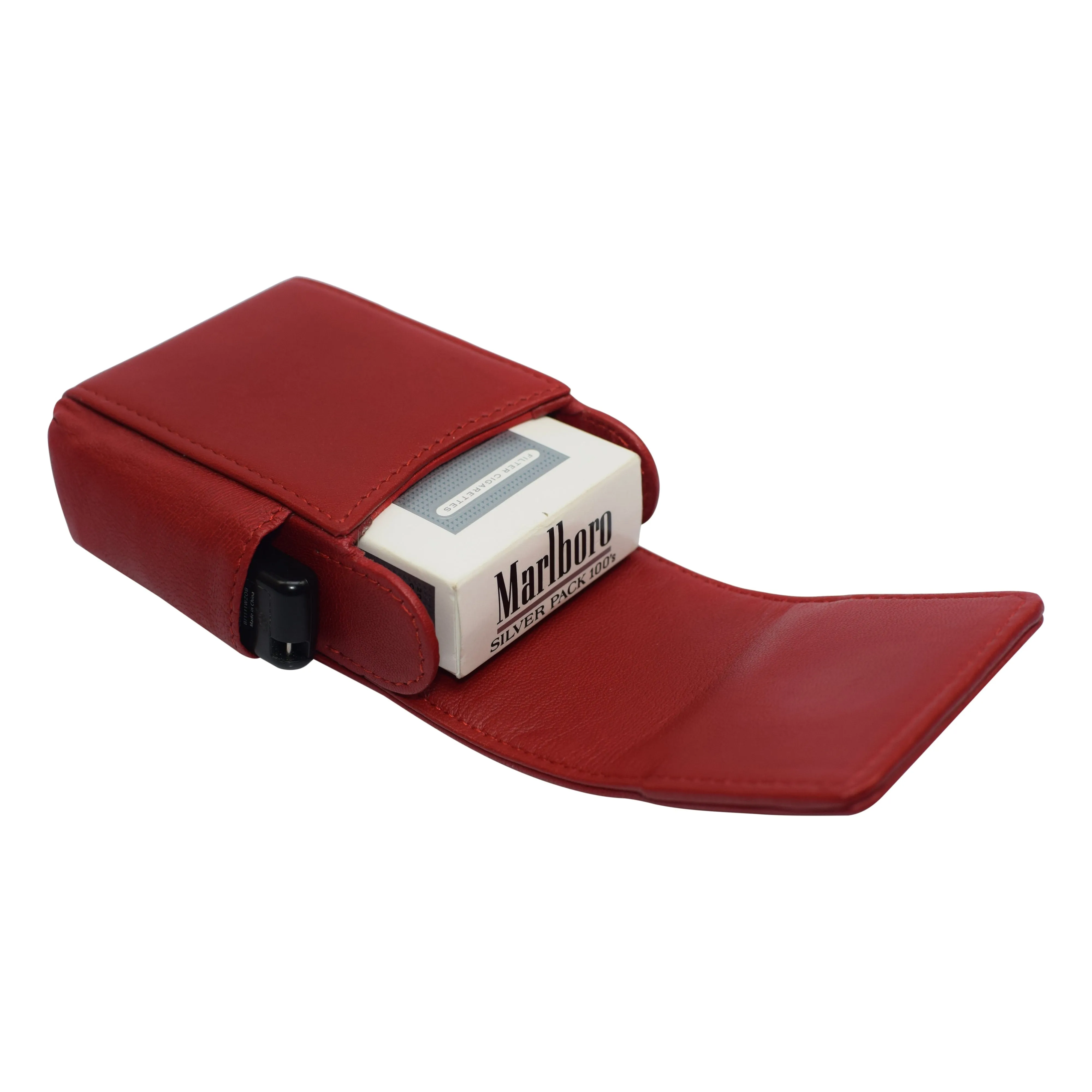 Genuine leather cigarette box anti-scratch protective storage case with lighter holder