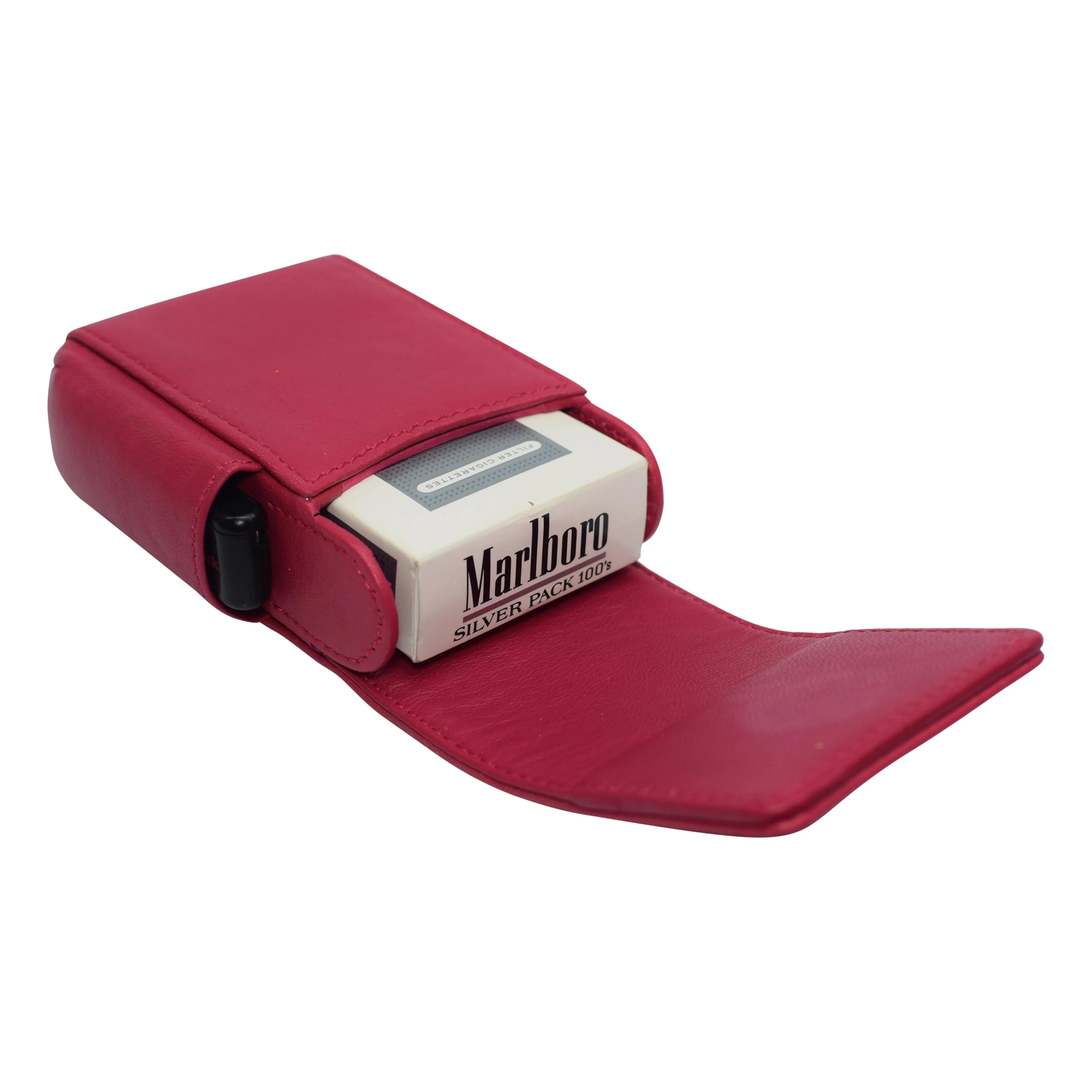 Genuine leather cigarette box anti-scratch protective storage case with lighter holder