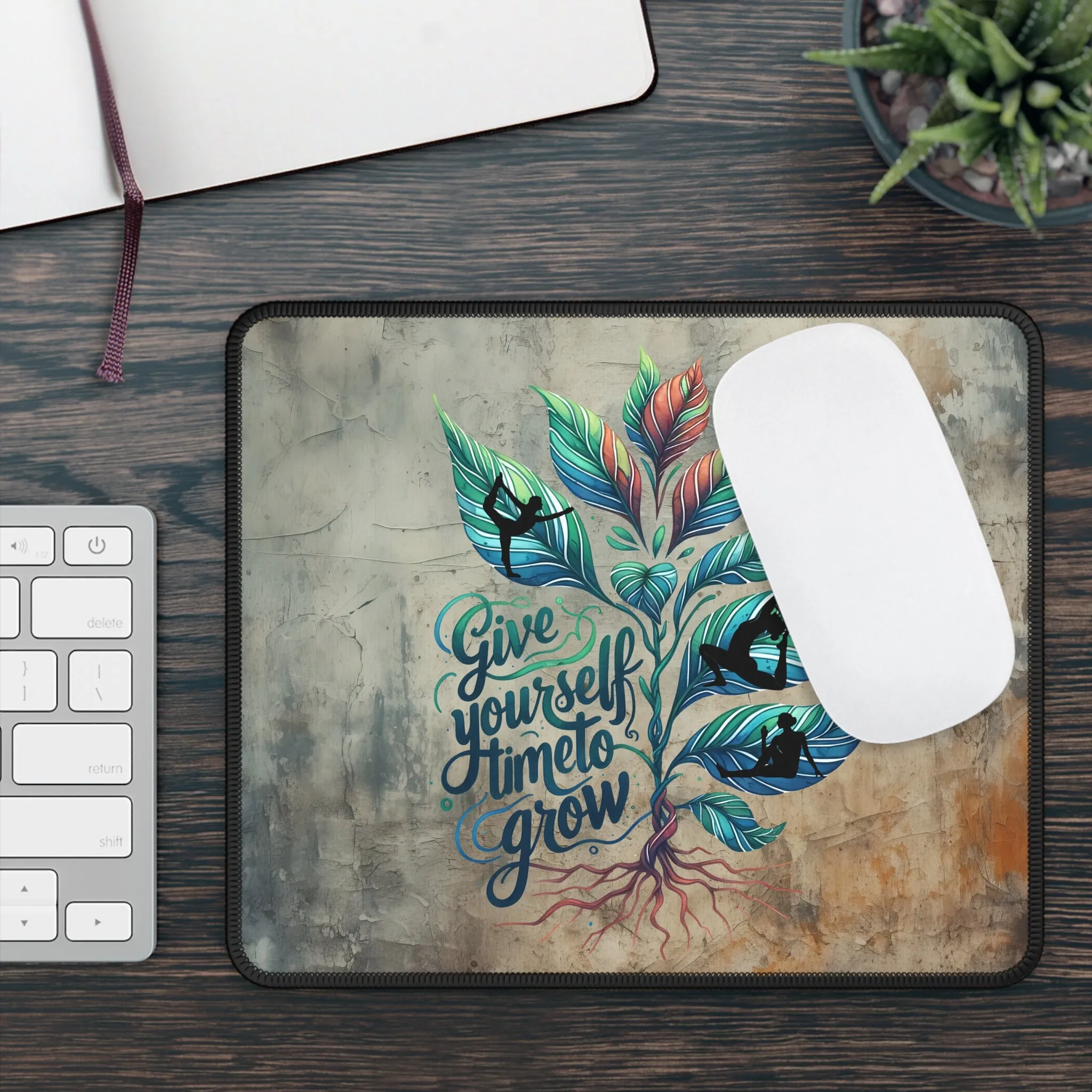 Give Yourself Time To Grow Yoga Mouse Pad,Unique Gift For Meditation And Yoga Lover, Cute Yoga Mouse Pad, Mindful Yoga Gift, Yoga lover Mouse Pad, Yoga Instructor Gift, Gift For Yoga lovers, Gift For Yogi.