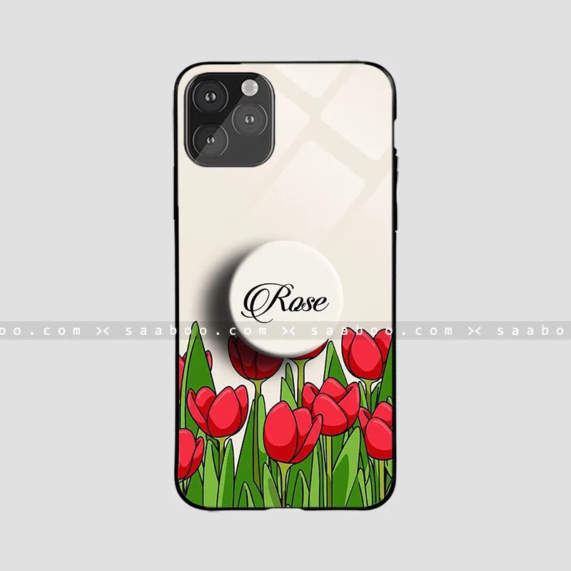 Glossy Protective Case With Red Rose