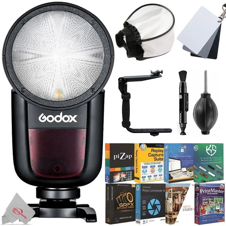 Godox V1 Flash V1C TTL 1/8000s HSS Camera Flash Speedlite For Canon with Ultimate Accessory Kit