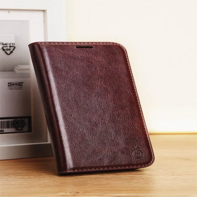 Handmade Genuine Leather Flip Cases Cover For iPhone