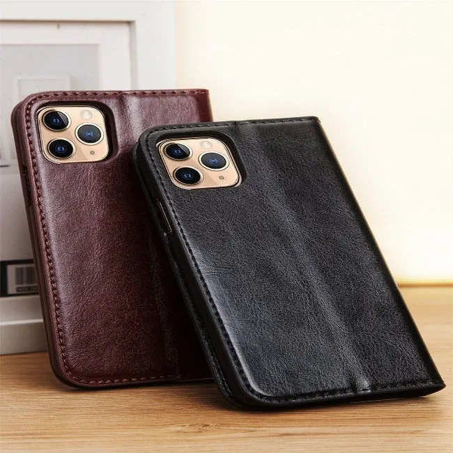 Handmade Genuine Leather Flip Cases Cover For iPhone