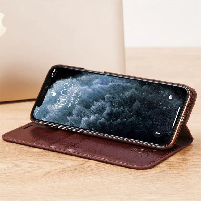 Handmade Genuine Leather Flip Cases Cover For iPhone