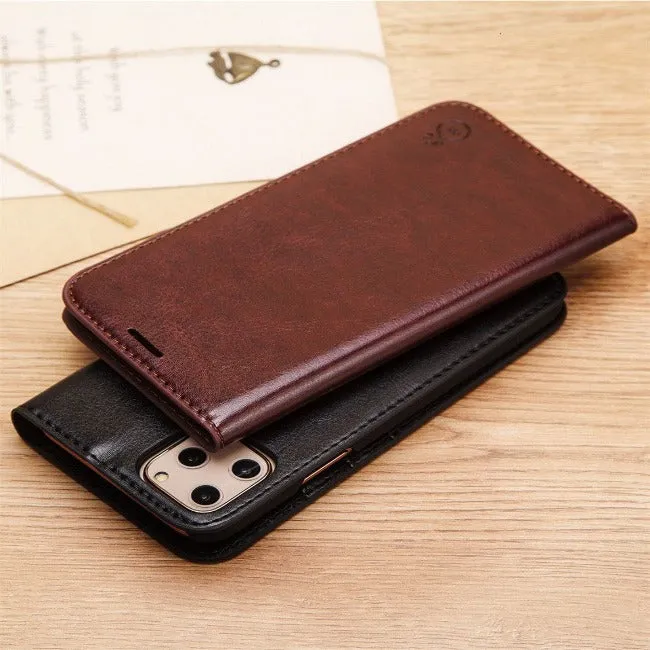 Handmade Genuine Leather Flip Cases Cover For iPhone