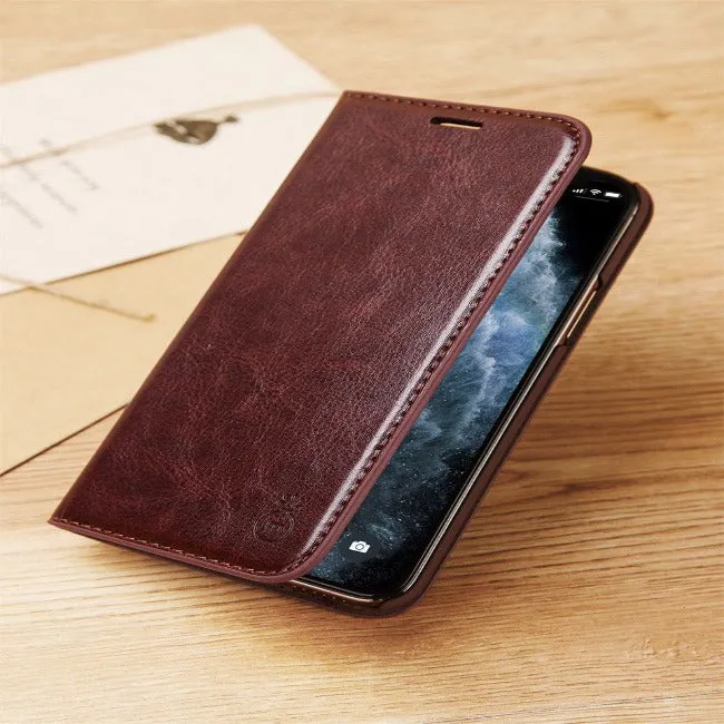 Handmade Genuine Leather Flip Cases Cover For iPhone