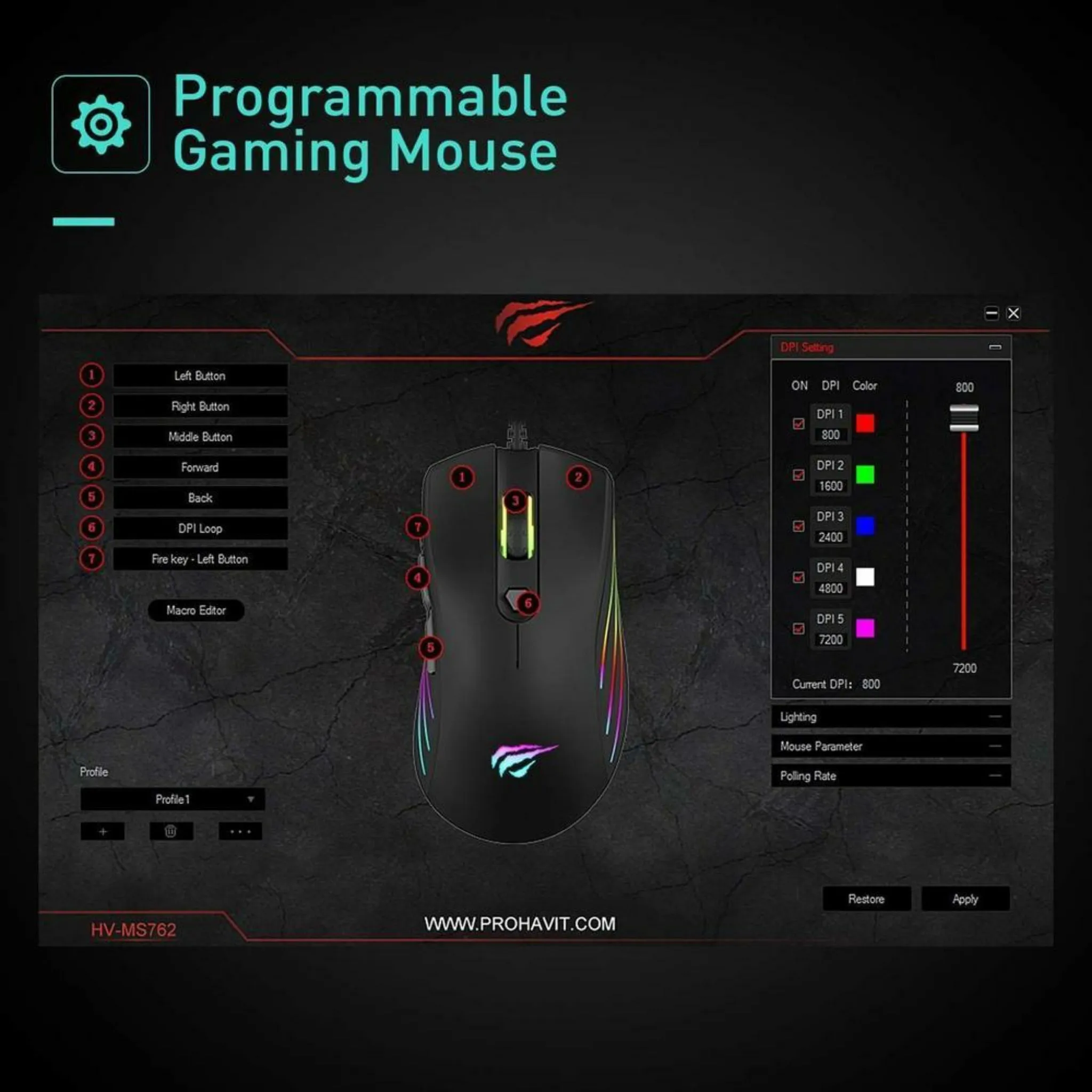 Havit MS1002 RGB Backlit Gaming Mouse