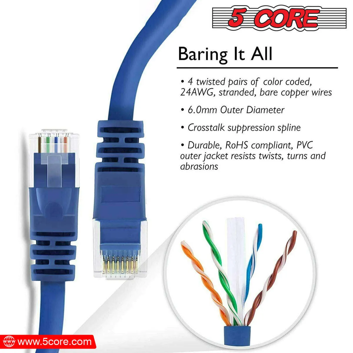 High Speed 26AWG with Gold Plated RJ45 Connector Cables