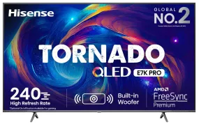 Hisense 164 cm (65 inches) Tornado Series 4K Ultra HD Smart QLED TV 65E7K PRO (Dark Grey)