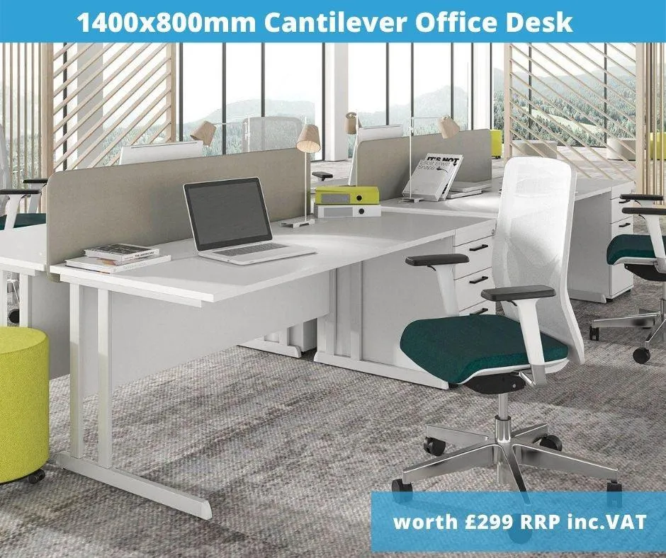 Home Working Workstation Bundle with Desk Monitor Arm Office Chair Pedestal & Cable Management