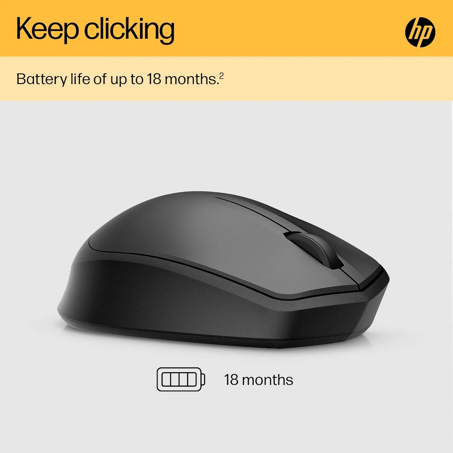 HP 280 Silent Wireless Mouse, 1600 DPI, Blue Optical Tech, Ergonomic, 90% Noise Reduction, Black