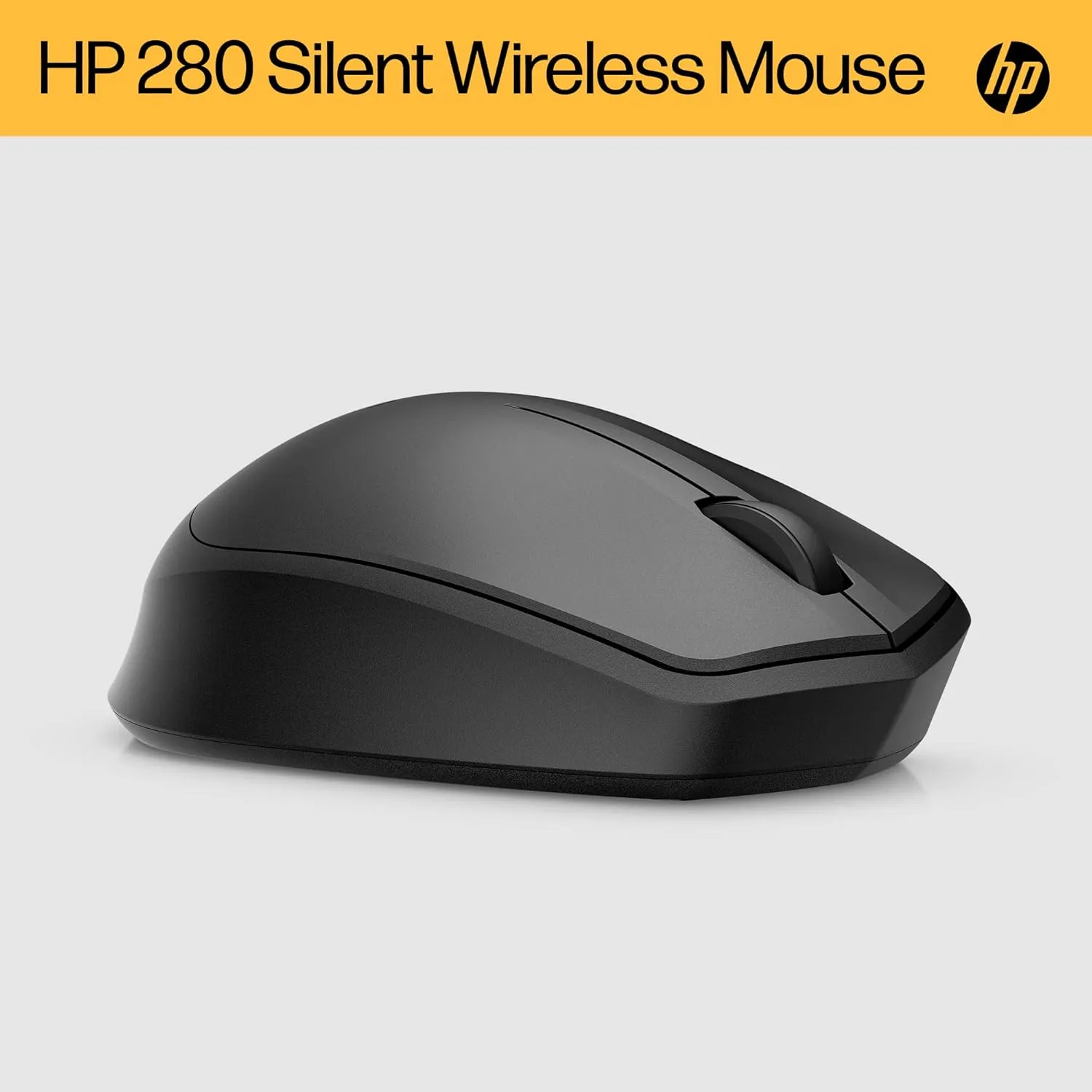 HP 280 Silent Wireless Mouse, 1600 DPI, Blue Optical Tech, Ergonomic, 90% Noise Reduction, Black