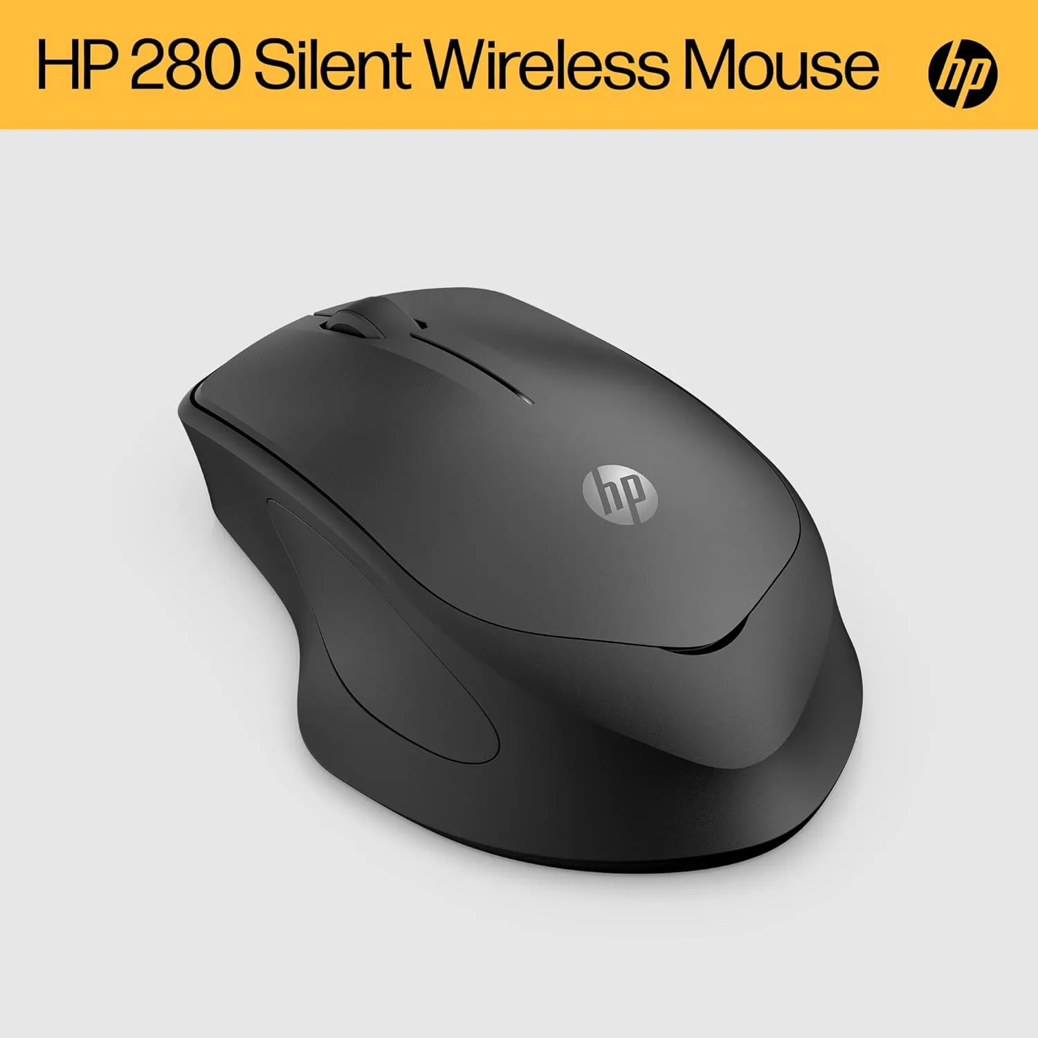 HP 280 Silent Wireless Mouse, 1600 DPI, Blue Optical Tech, Ergonomic, 90% Noise Reduction, Black