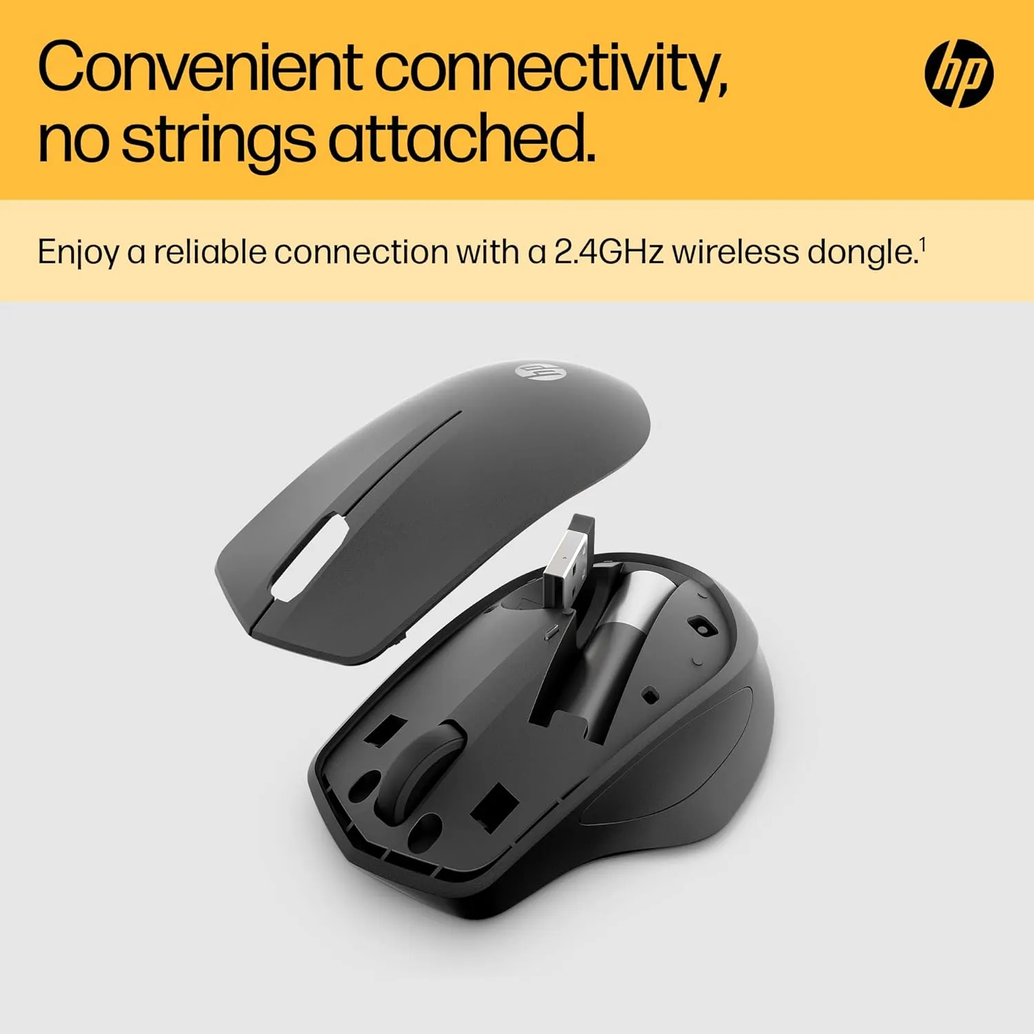 HP 280 Silent Wireless Mouse, 1600 DPI, Blue Optical Tech, Ergonomic, 90% Noise Reduction, Black