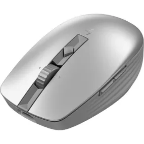 HP 710 Rechargeable Silent Mouse - Wireless - Bluetooth - 2.40 GHz - Rechargeable - Silver - USB Type A - 3000 dpi - Tilt Wheel - 7 Button(s) - 6 Programmable Button(s) - Symmetrical