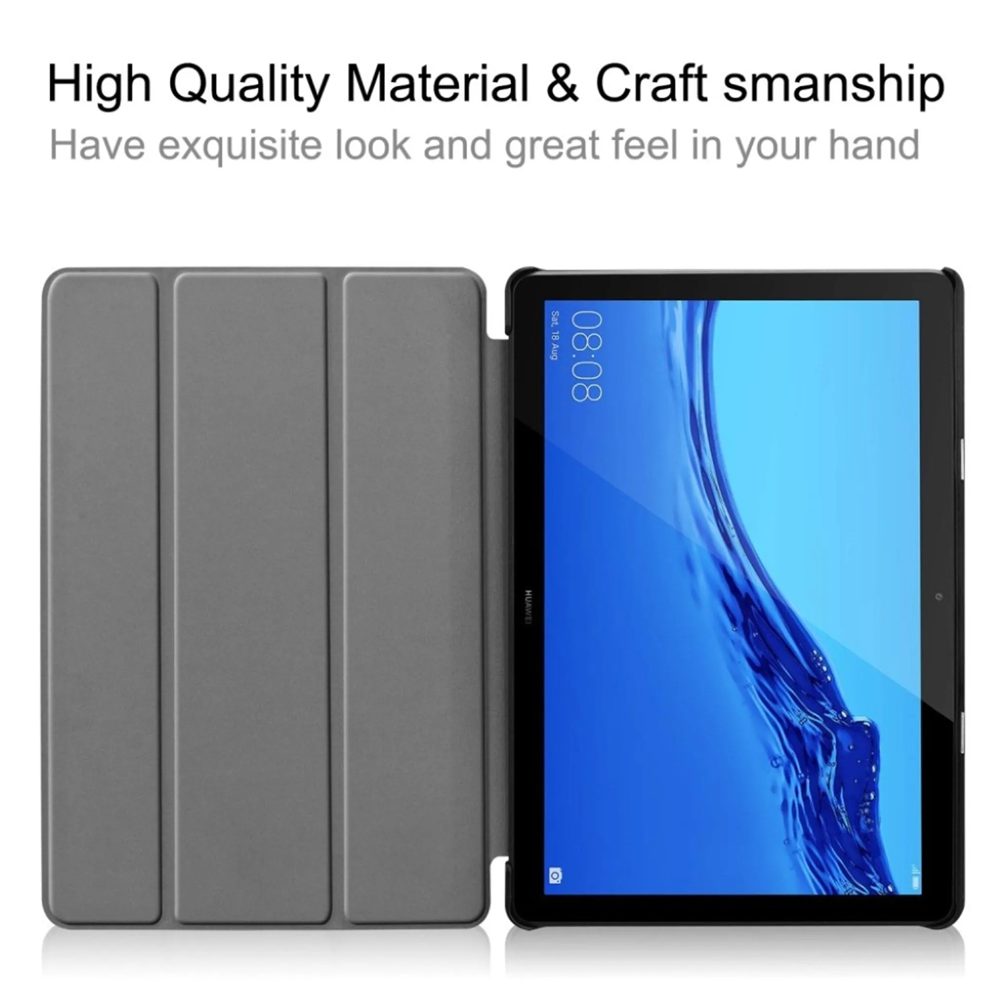 Huawei MediaPad T5 tri-fold leather flip case - Baby Blue