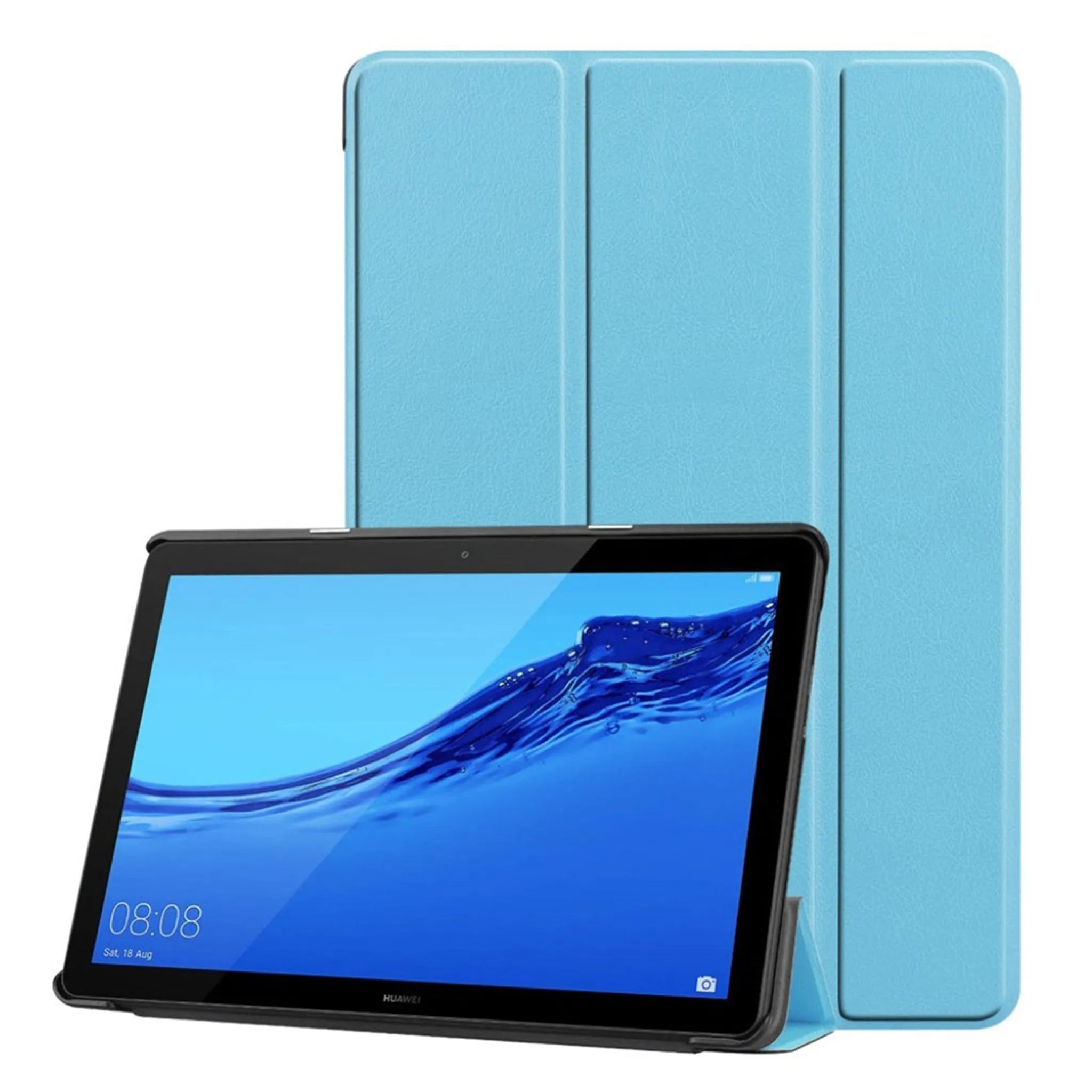 Huawei MediaPad T5 tri-fold leather flip case - Baby Blue