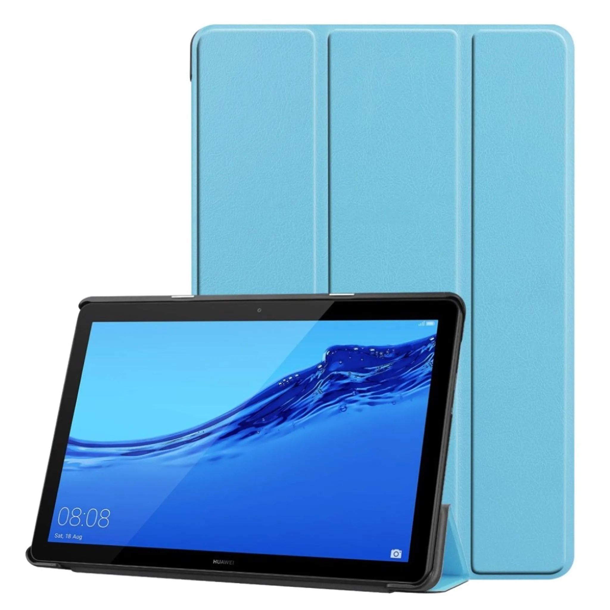 Huawei MediaPad T5 tri-fold leather flip case - Baby Blue