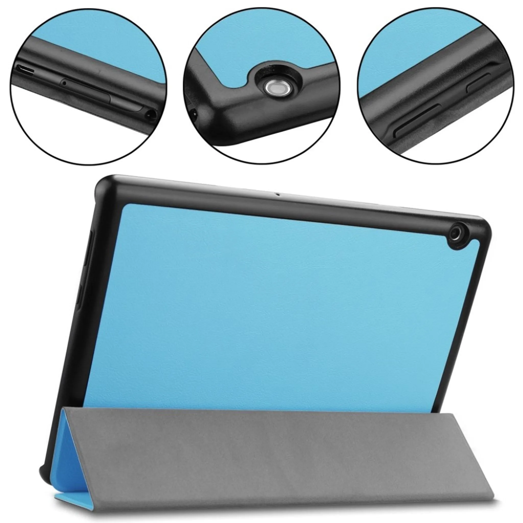 Huawei MediaPad T5 tri-fold leather flip case - Baby Blue