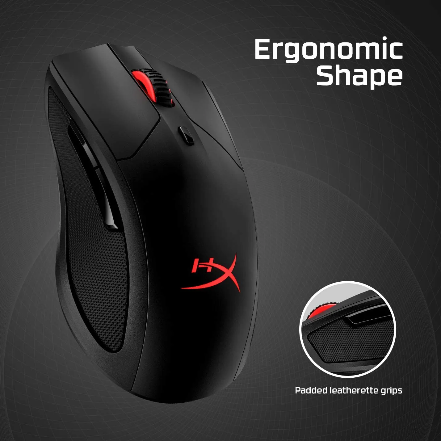 HyperX Pulsefire Dart Wireless RGB Gaming Mouse Ergonomic  with Pixart 3389 Optical Sensor, 16000 DPI, 6 Programmable Buttons, Qi-Charging 50 Hours Battery Life For PC PS5 PS4 Xbox One (HX-MC006B)