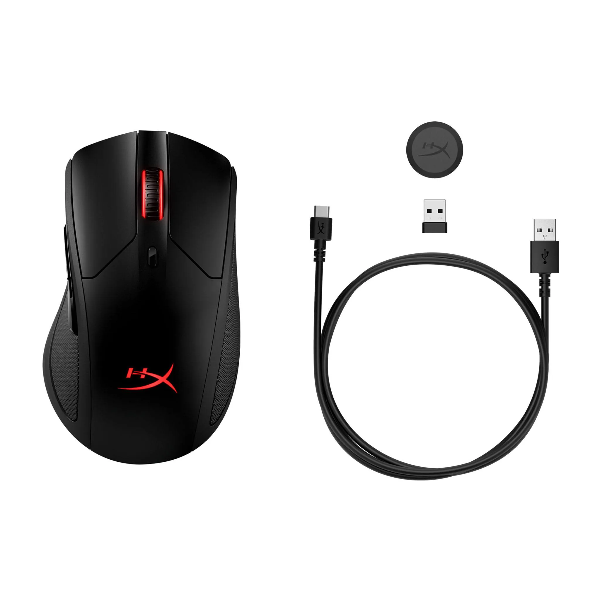 HyperX Pulsefire Dart Wireless RGB Gaming Mouse Ergonomic  with Pixart 3389 Optical Sensor, 16000 DPI, 6 Programmable Buttons, Qi-Charging 50 Hours Battery Life For PC PS5 PS4 Xbox One (HX-MC006B)