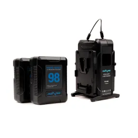 Indipro 2x Micro-Series 98Wh V-Mount Li-Ion Batteries and Dual V-Mount Battery Intelligent Charger Kit