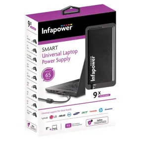 Infapower 65W Automatic Power Supply Laptop Charger - Black | 211425